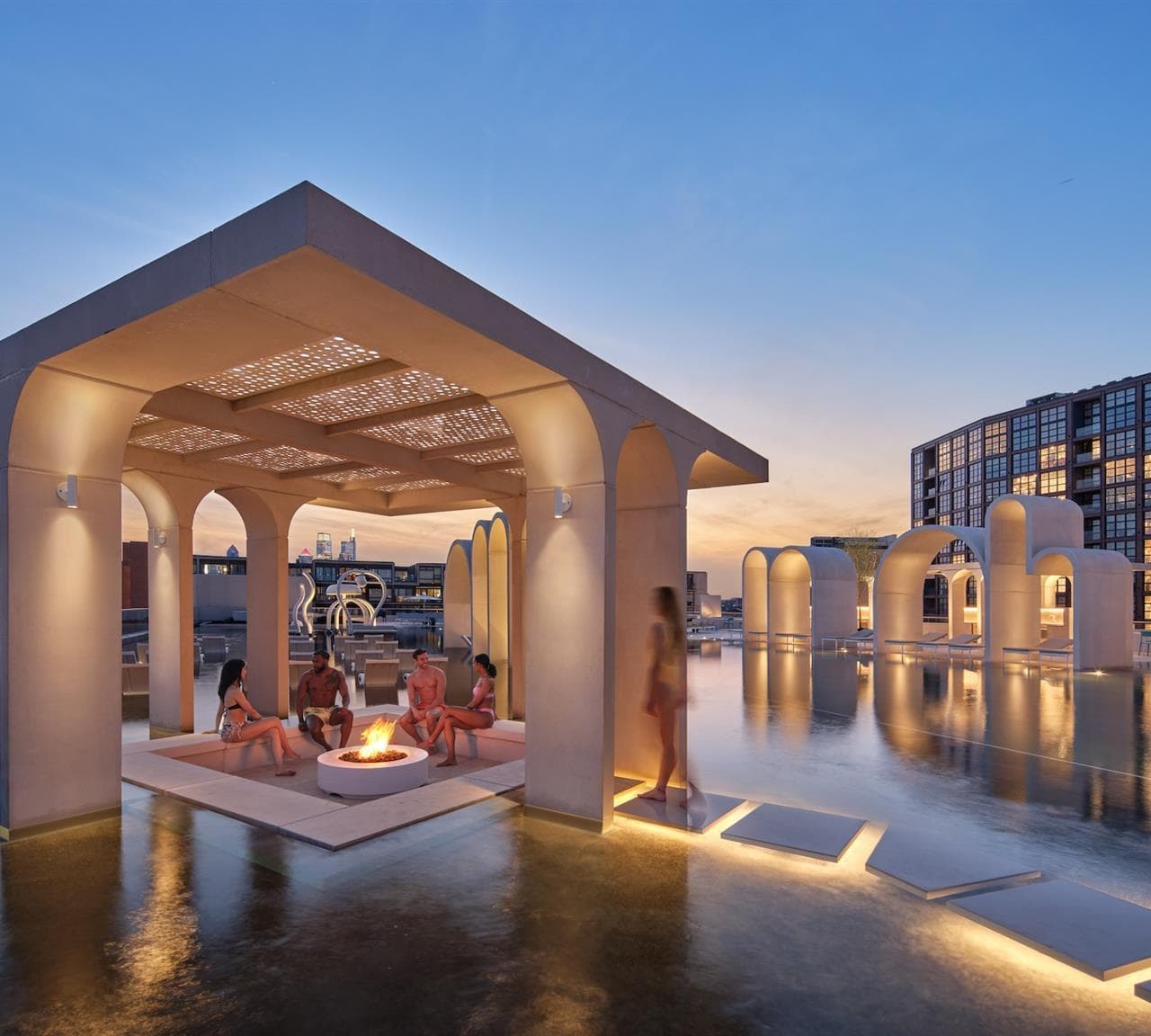 Gas-served rooftop amenity space at Piazza Alta
